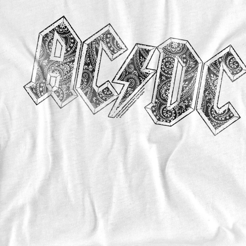 White - Pack Shot - AC-DC Mens Paisley Logo T-Shirt