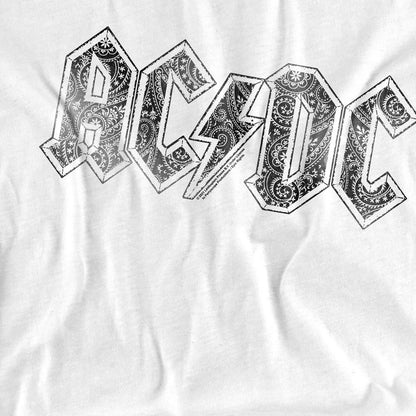 White - Pack Shot - AC-DC Mens Paisley Logo T-Shirt