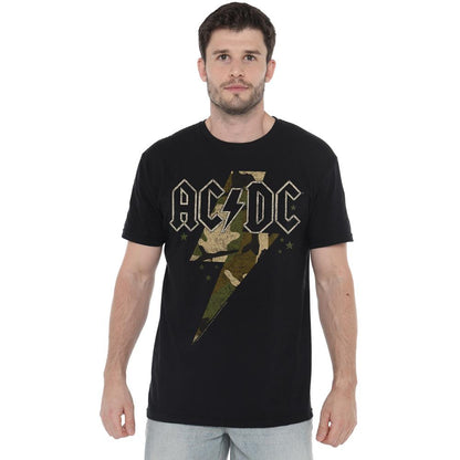 Black - Side - AC-DC Mens Camo Bolt T-Shirt