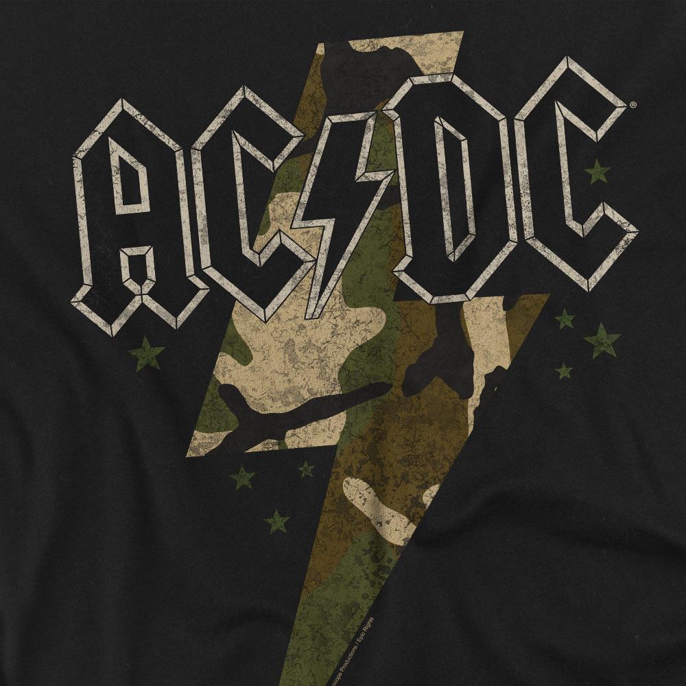 Black - Pack Shot - AC-DC Mens Camo Bolt T-Shirt
