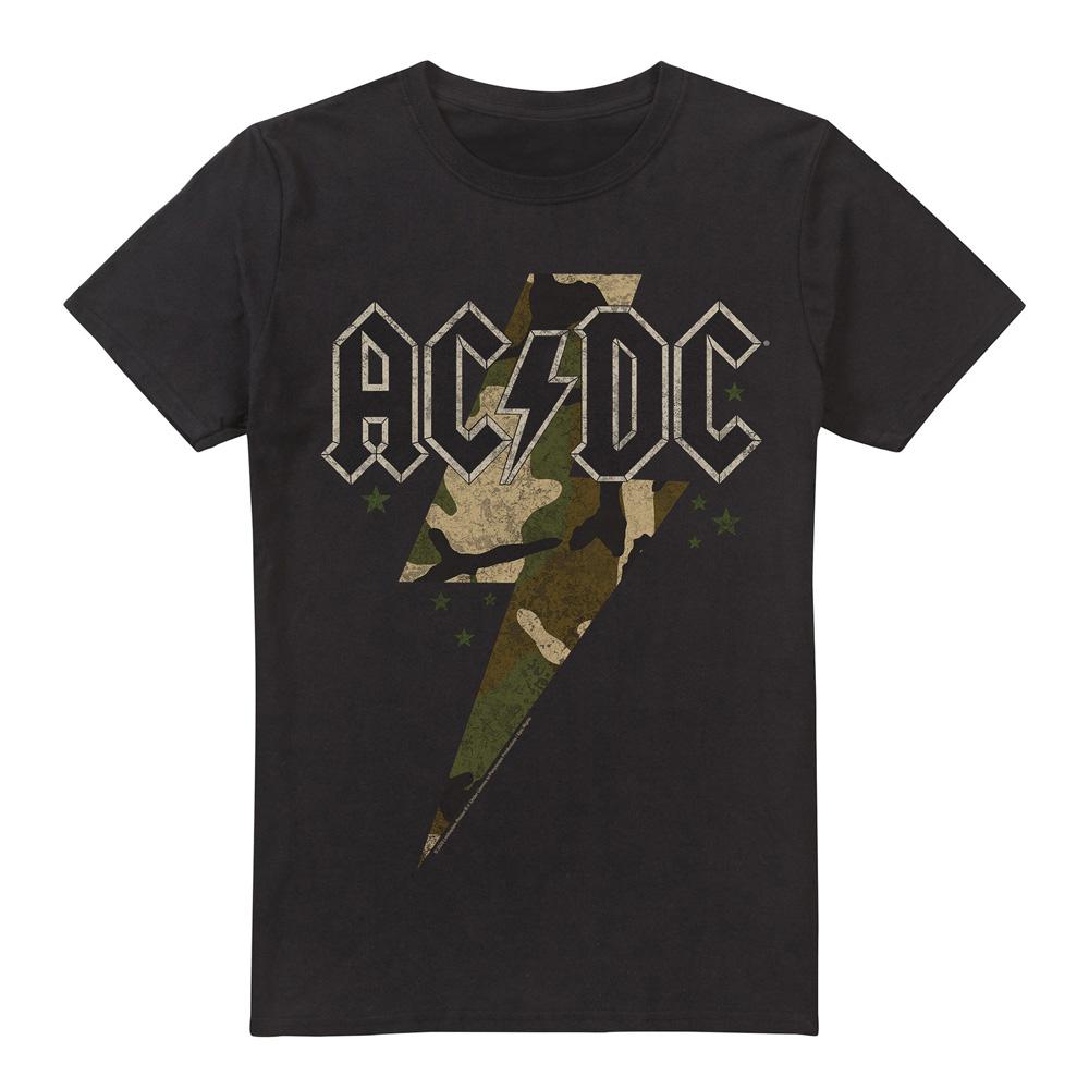 Black - Front - AC-DC Mens Camo Bolt T-Shirt