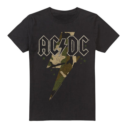 Black - Front - AC-DC Mens Camo Bolt T-Shirt