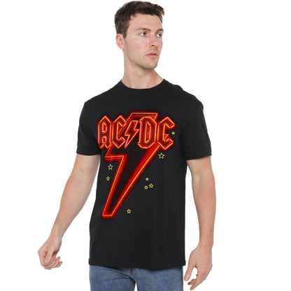 Black - Side - AC-DC Mens Neon Bolt T-Shirt