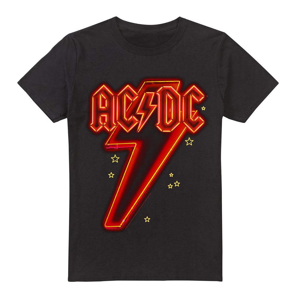 Black - Front - AC-DC Mens Neon Bolt T-Shirt