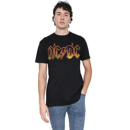 Black - Side - AC-DC Mens Fire Logo T-Shirt