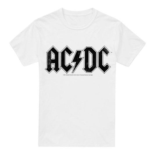 White - Front - AC-DC Mens Logo T-Shirt