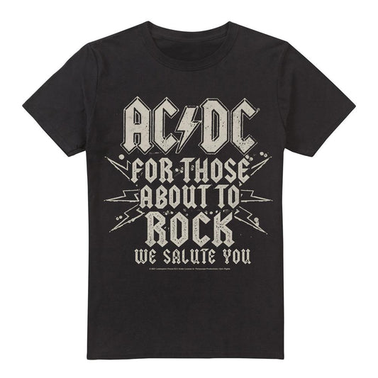 Black - Front - AC-DC Mens Salute T-Shirt