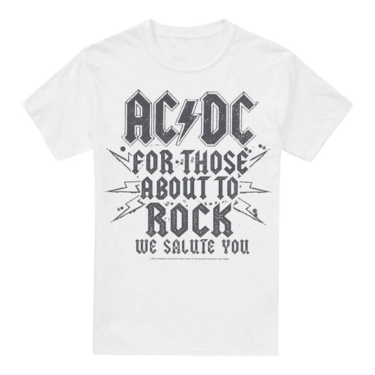 White - Front - AC-DC Mens Salute T-Shirt