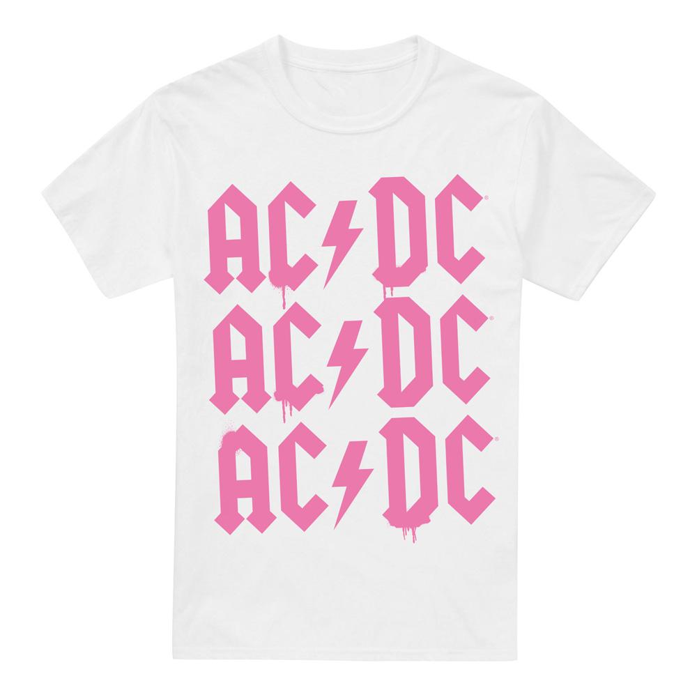 White - Front - AC-DC Mens Repeat Logo T-Shirt