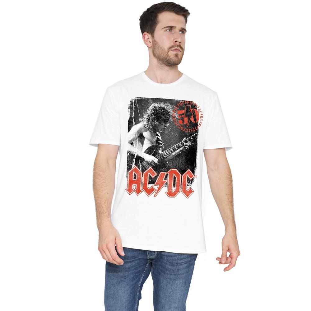 White - Side - AC-DC Mens Stamp Poster T-Shirt