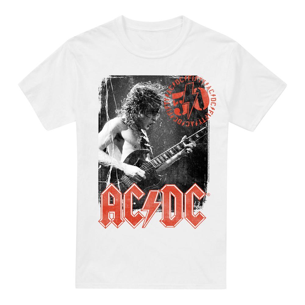White - Front - AC-DC Mens Stamp Poster T-Shirt