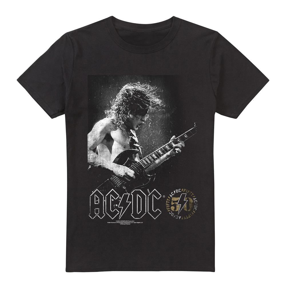 Black - Front - AC-DC Mens Photo Guitar T-Shirt