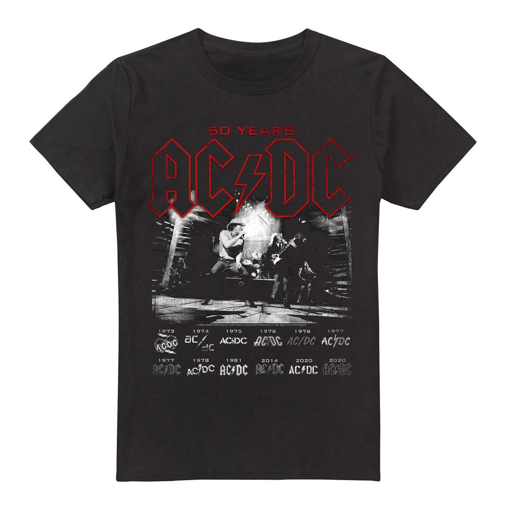 Black - Front - AC-DC Mens Logo Stack T-Shirt