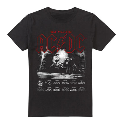Black - Front - AC-DC Mens Logo Stack T-Shirt