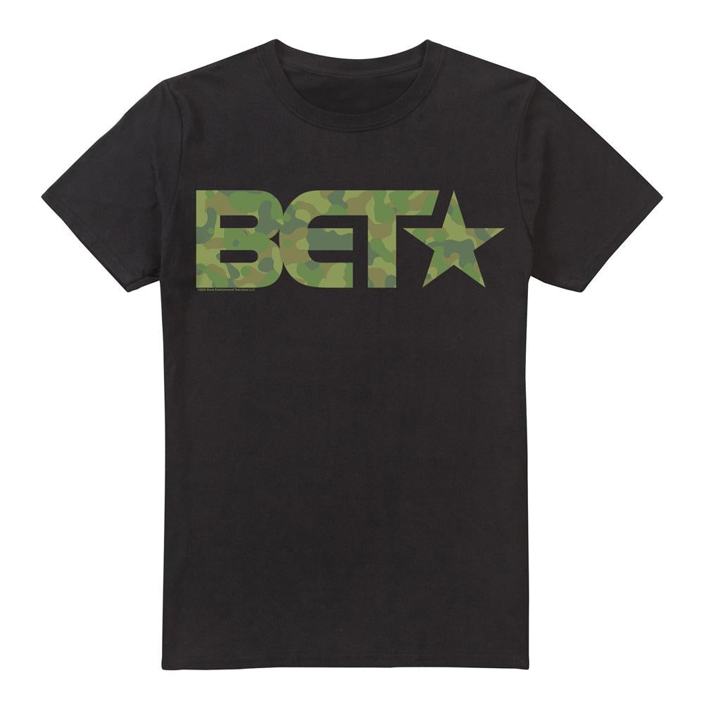 Black - Front - BET Mens Camo Logo T-Shirt