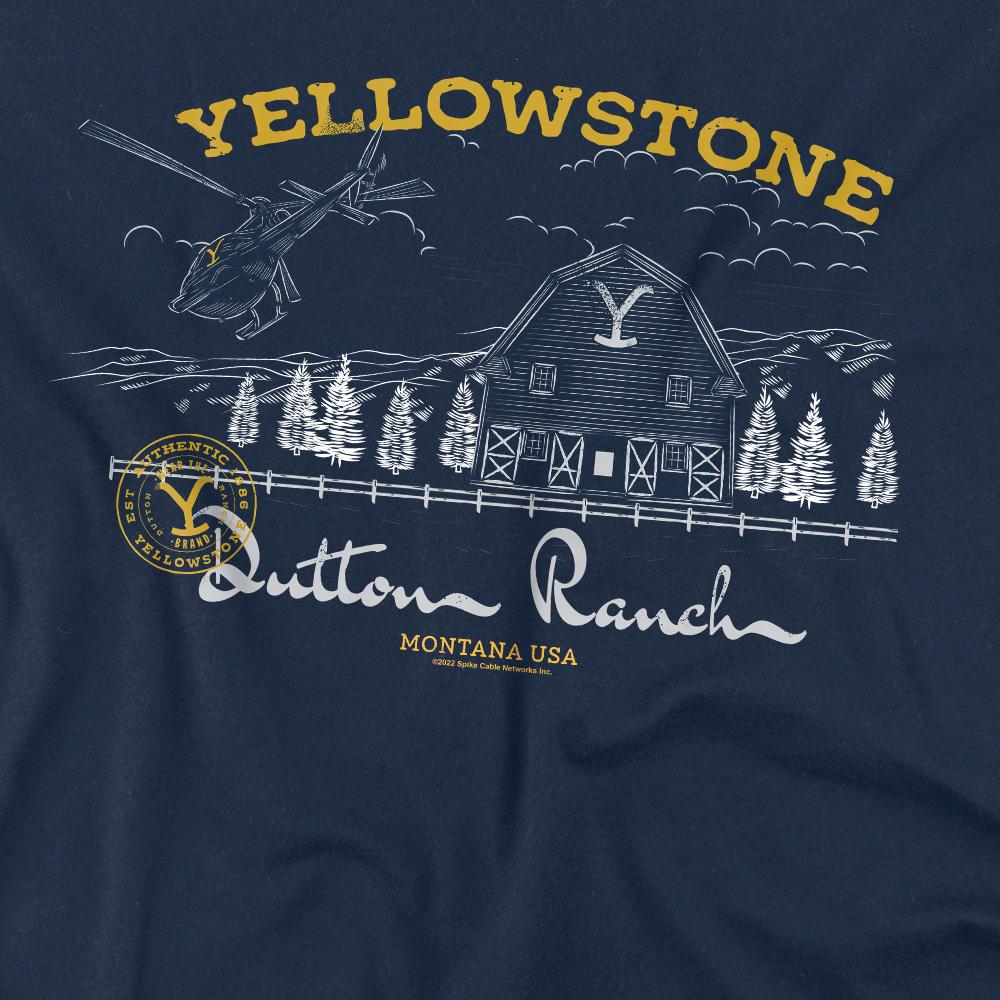 Navy - Pack Shot - Yellowstone Mens Dutton Ranch Helicopter T-Shirt