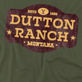Military Green - Pack Shot - Yellowstone Mens Dutton Ranch Distressed T-Shirt