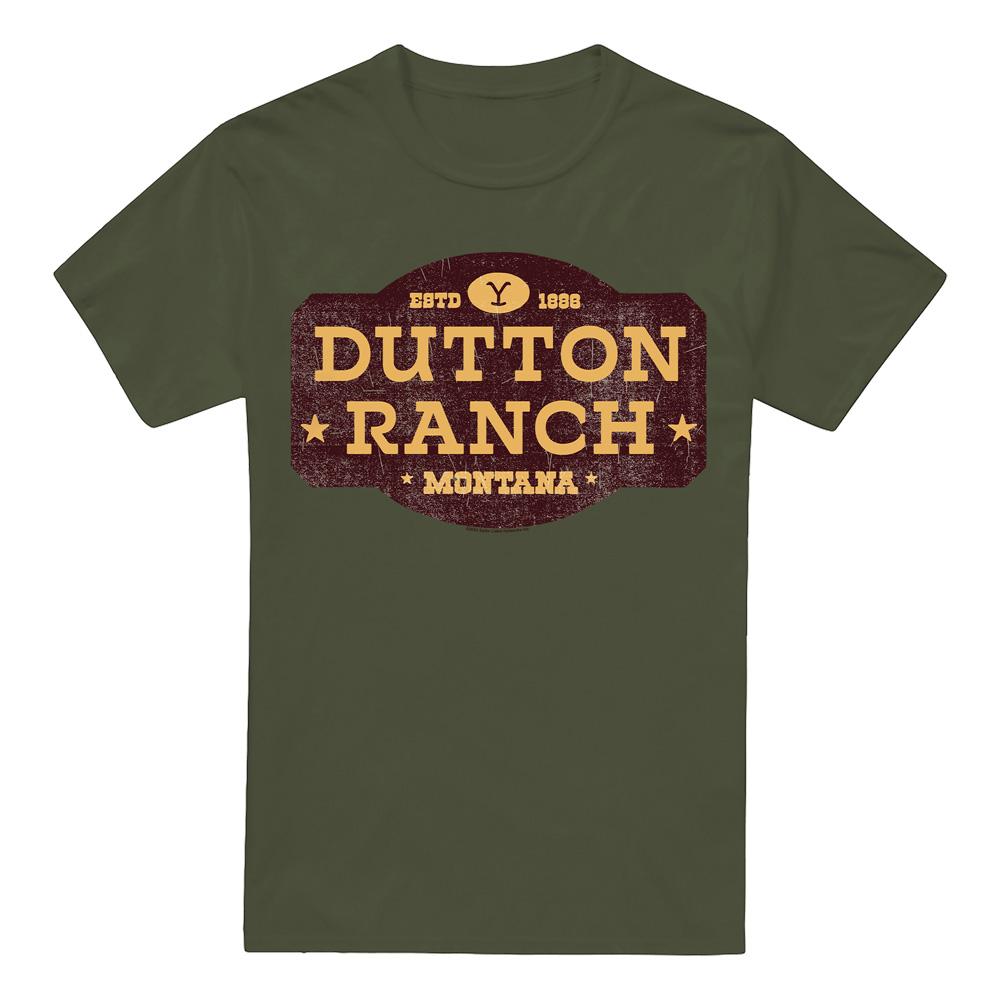Athletic Heather - Front - Yellowstone Mens Dutton Ranch Distressed T-Shirt