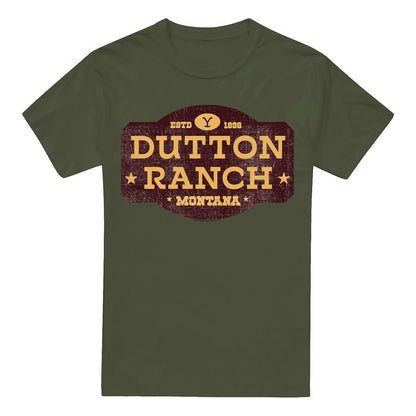 Athletic Heather - Front - Yellowstone Mens Dutton Ranch Distressed T-Shirt