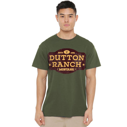 Athletic Heather - Back - Yellowstone Mens Dutton Ranch Distressed T-Shirt