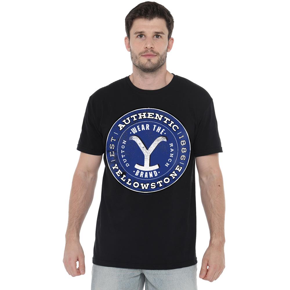 Black - Lifestyle - Yellowstone Mens Authentic Blue Badge T-Shirt