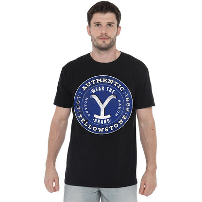 Black - Lifestyle - Yellowstone Mens Authentic Blue Badge T-Shirt
