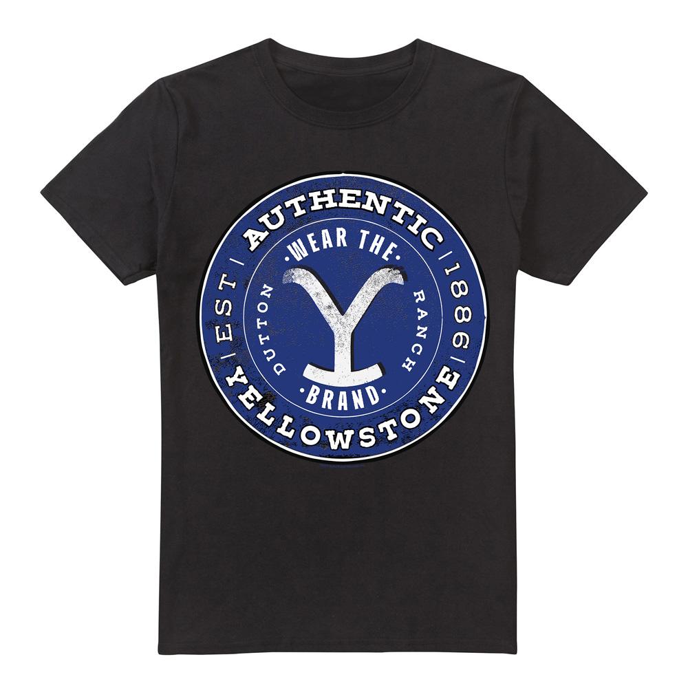 Black - Front - Yellowstone Mens Authentic Blue Badge T-Shirt