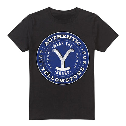 Black - Front - Yellowstone Mens Authentic Blue Badge T-Shirt