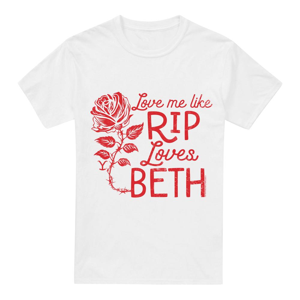 White - Front - Yellowstone Mens Love Me Like Rip Loves Beth T-Shirt