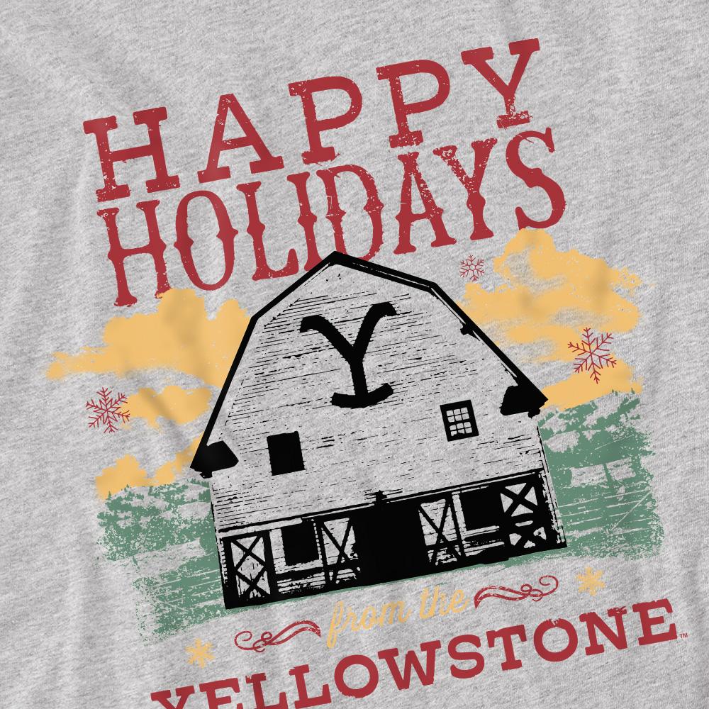 Sport Heather - Pack Shot - Yellowstone Mens Happy Holidays Christmas T-Shirt