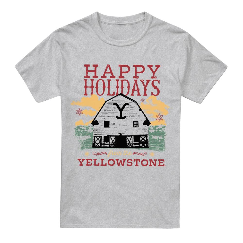 Sport Heather - Front - Yellowstone Mens Happy Holidays Christmas T-Shirt