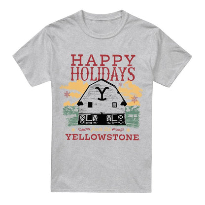 Sport Heather - Front - Yellowstone Mens Happy Holidays Christmas T-Shirt