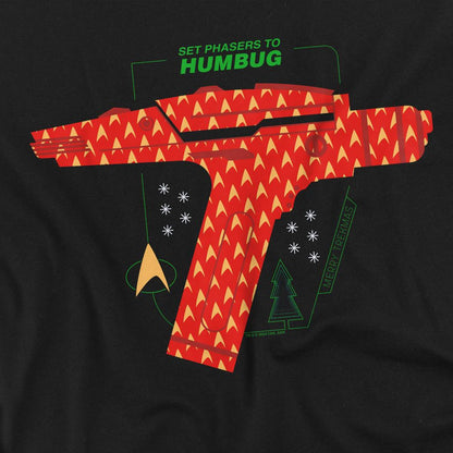 Black - Pack Shot - Star Trek: The Original Series Mens Phaser Set To Humbug Christmas T-Shirt