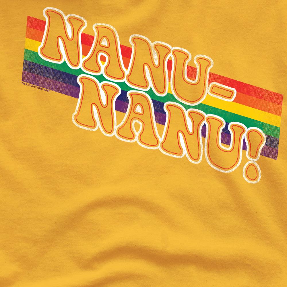 Gold - Pack Shot - Mork And Mindy Mens Nanu Rainbow T-Shirt