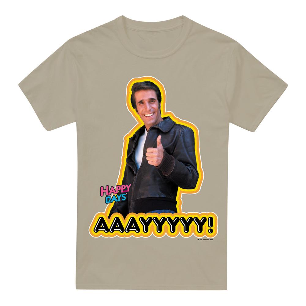 Sand - Front - Happy Days Mens Aaayyyyy T-Shirt