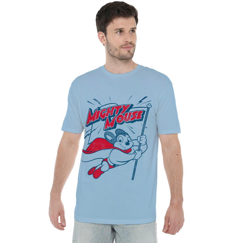 Light Blue - Lifestyle - Mighty Mouse Mens Mighty Flag T-Shirt