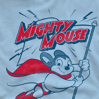Light Blue - Side - Mighty Mouse Mens Mighty Flag T-Shirt