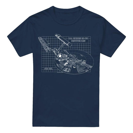 Navy - Front - Star Trek Mens Enterprise Print T-Shirt