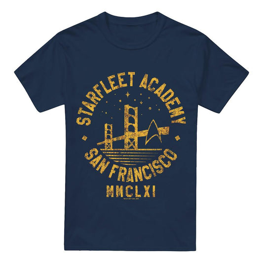 Navy - Front - Star Trek Mens Bridge Collegiate T-Shirt