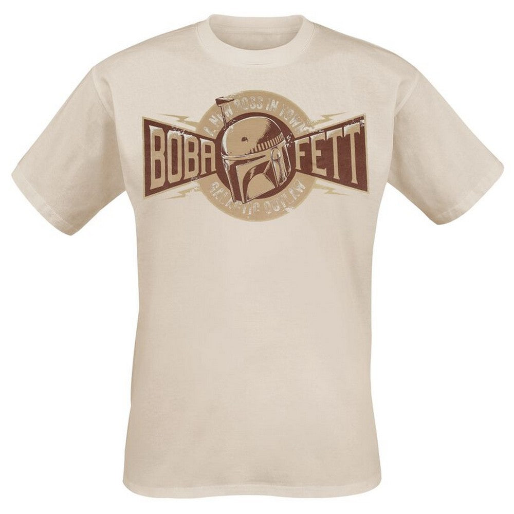 Natural - Front - Star Wars: The Book Of Boba Fett Mens Outlaw T-Shirt