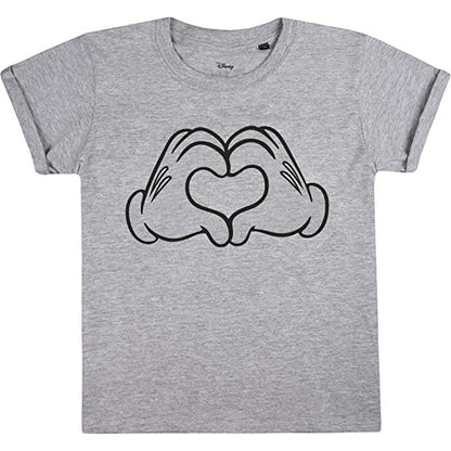 Grey Marl - Front - Disney Girls Love Hands Mickey Mouse T-Shirt