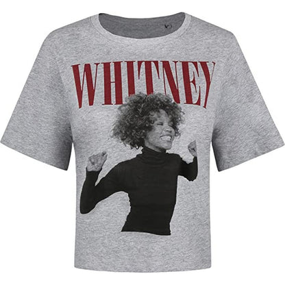 Grey - Front - Whitney Houston Womens-Ladies Wanna Dance Boxy Crop T-Shirt