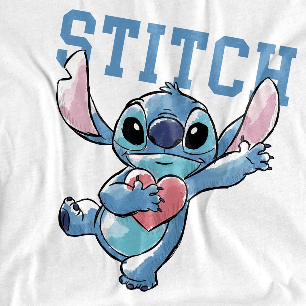 White - Side - Lilo & Stitch Unisex Adult Clutching Hearts T-Shirt