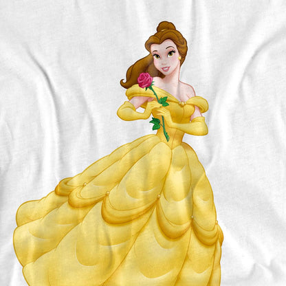 White - Side - Beauty And The Beast Unisex Adult Belle Rose T-Shirt