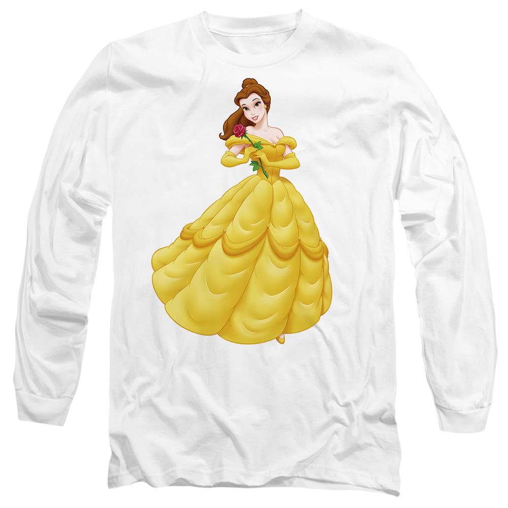 White - Front - Beauty And The Beast Unisex Adult Belle Rose T-Shirt