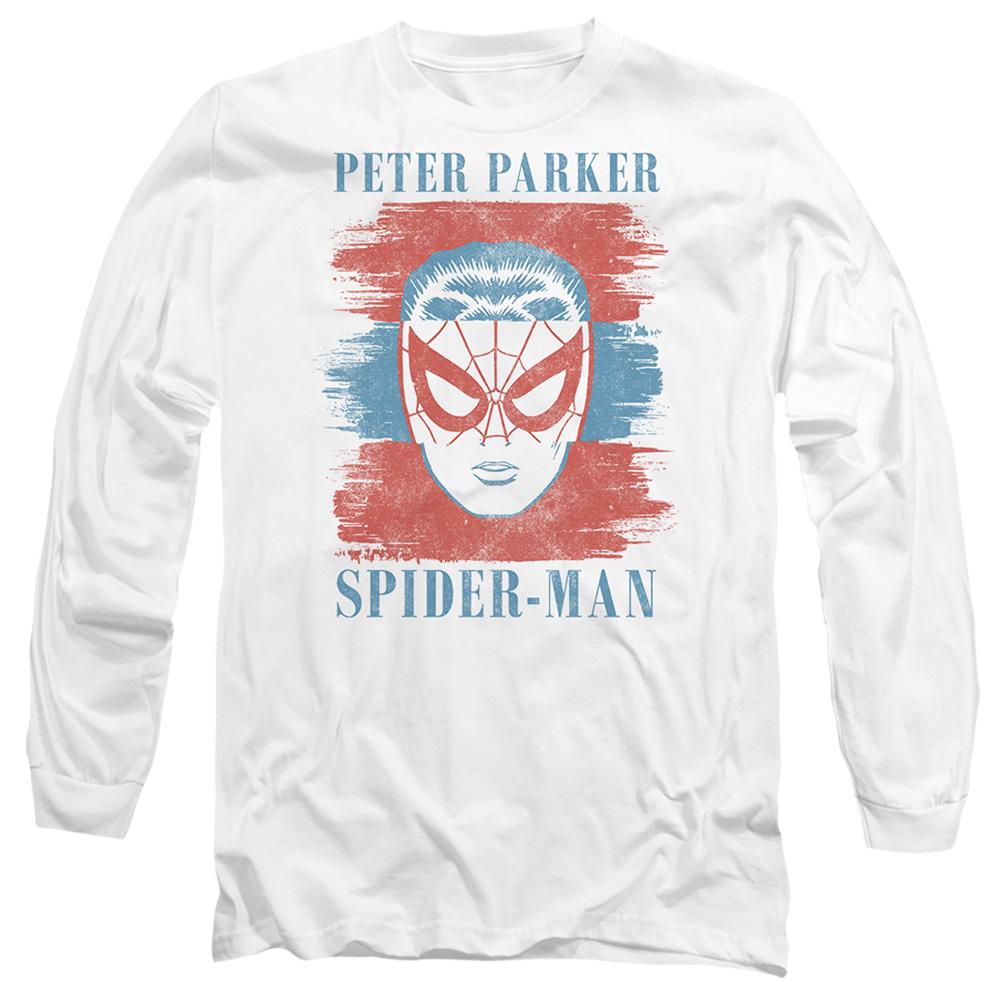 White - Front - Spider-Man Unisex Adult Peter Parker Striped T-Shirt