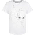 White-Black - Front - Tinkerbell Womens-Ladies Face T-Shirt