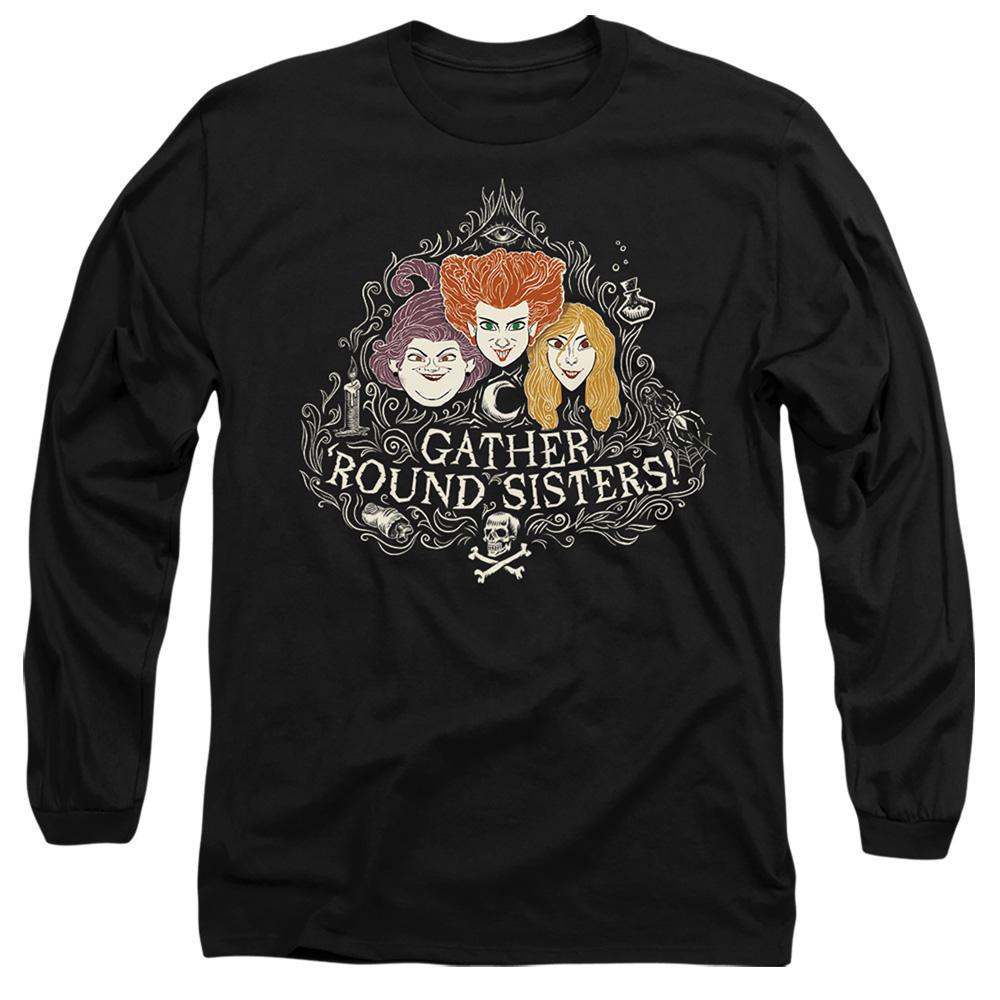 Black - Front - Hocus Pocus Unisex Adult Gather Round Sisters Sanderson Sisters T-Shirt