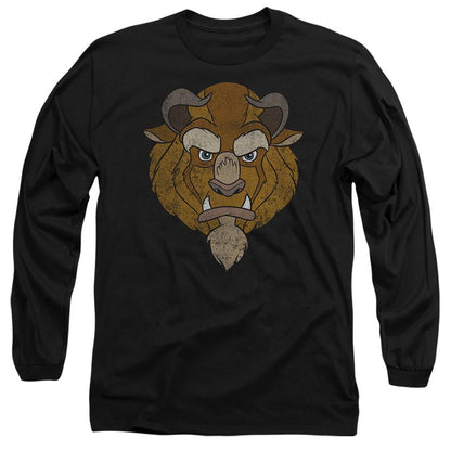 Black - Front - Beauty And The Beast Unisex Adult Beast Head T-Shirt