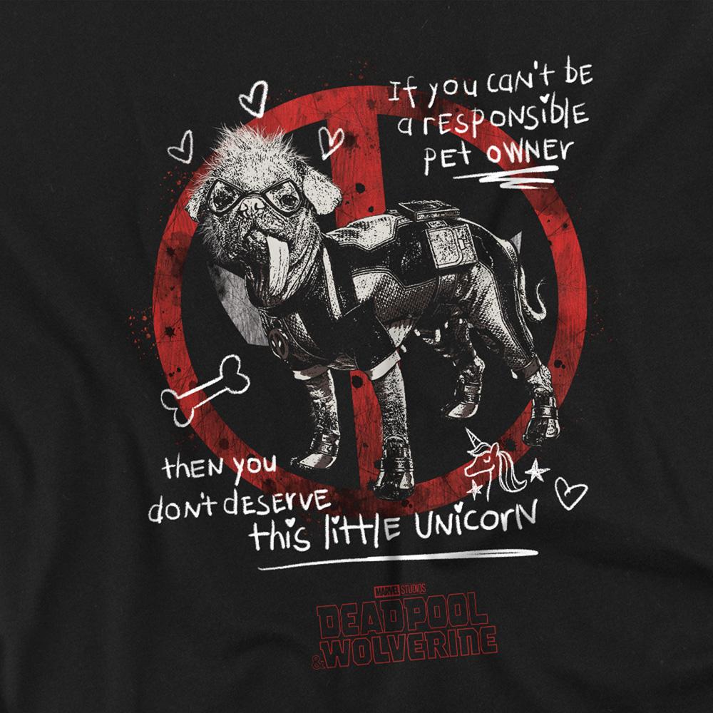 Black - Side - Deadpool & Wolverine Unisex Adult Dogpool Unicorn T-Shirt